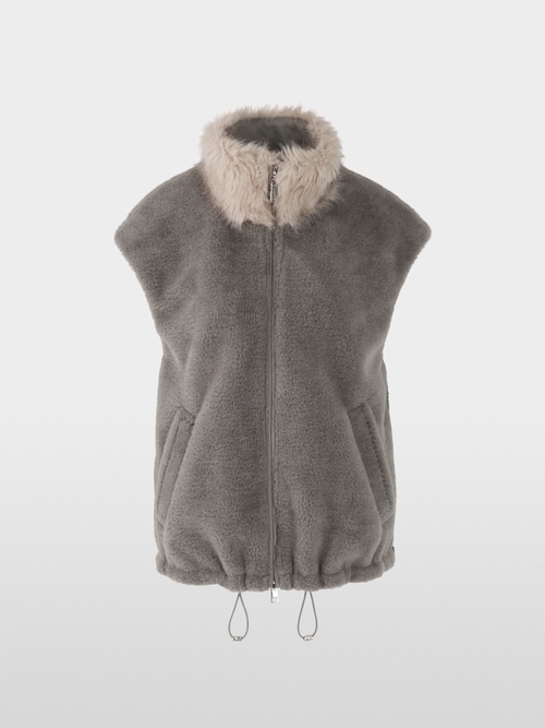 Cosy waistcoat with faux fur collar