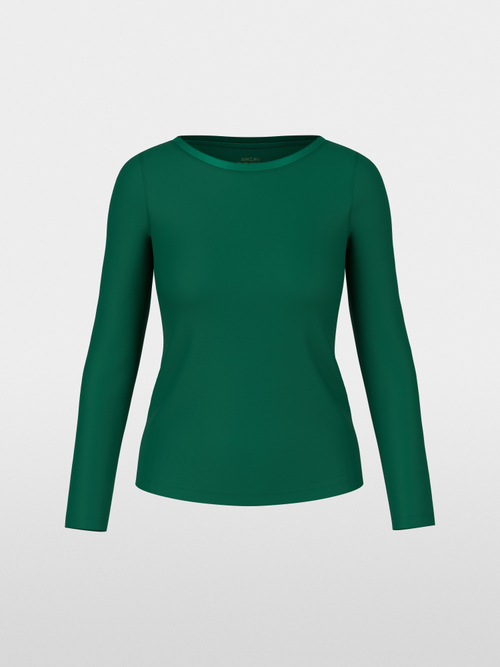 Long-sleeved top with silk trim