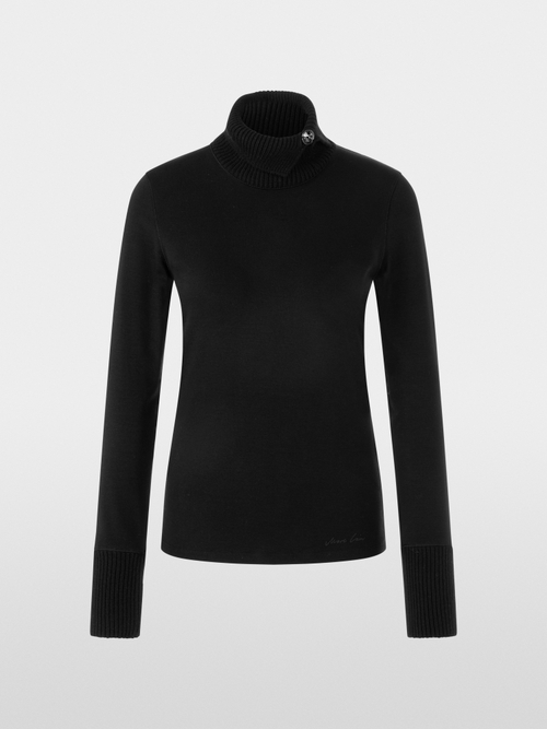 Long-sleeved top with knit collar