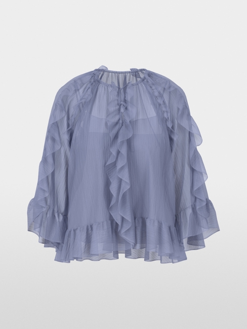 Boho-style flounce blouse