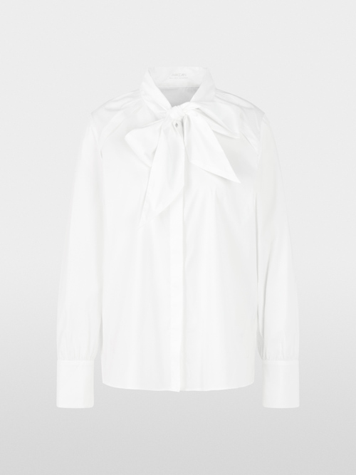 Cotton stretch bow blouse