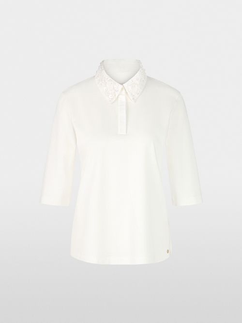 Polo shirt with decorative pearls