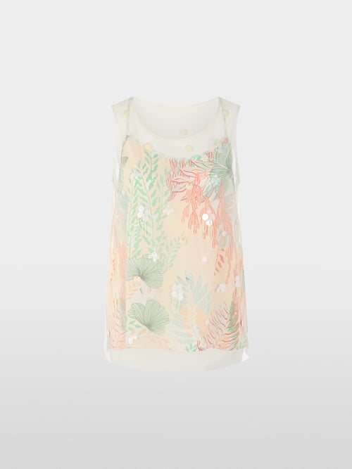 Top floral en maille