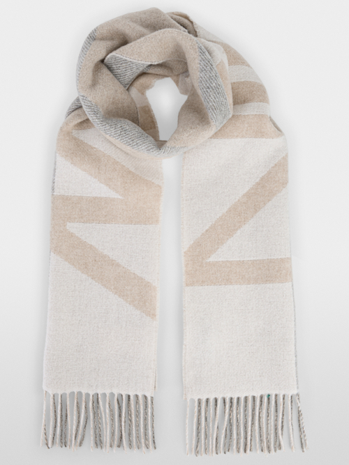 Scarf in wool blend with logo print