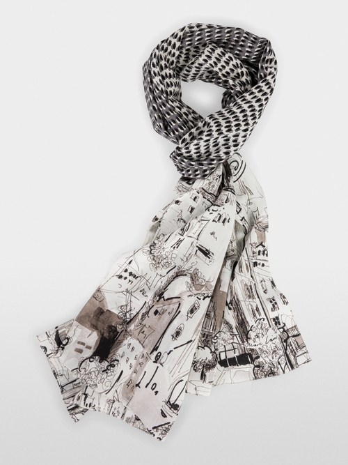 Silk scarf with print mix