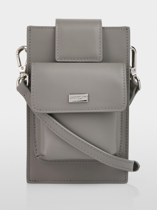 Mini leather bag with outer pockets