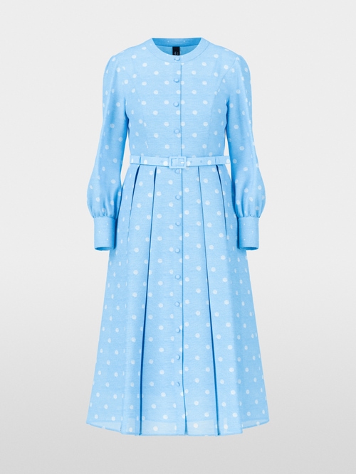 Long silk and linen polka dot dress