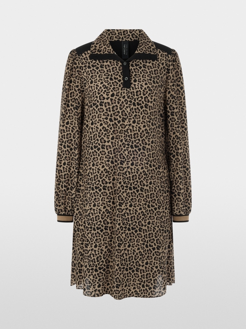 Robe en viscose à imprimé léopard et détails froncés