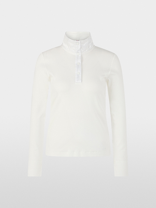 Ribbed shirt with shiny collar
