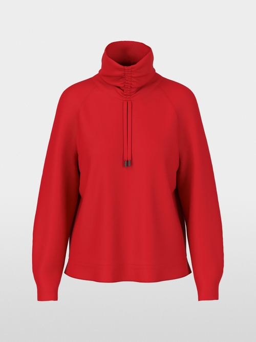 Shirt met lange mouwen, col en trekkoord