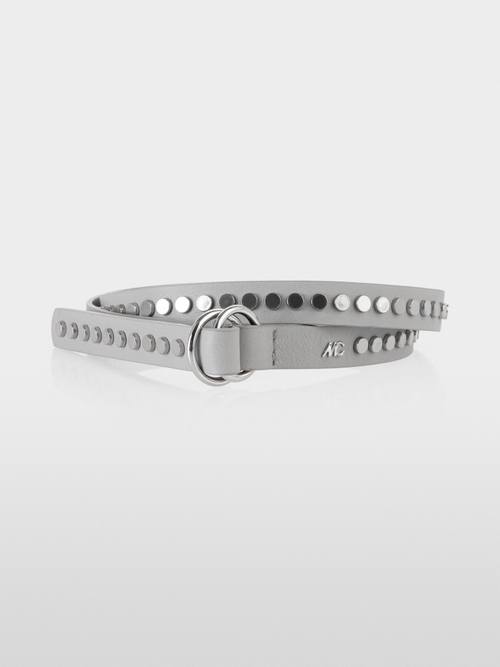 Ceinture fine en cuir avec rivets