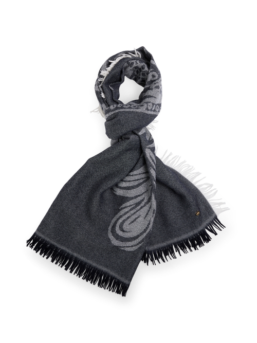 Marc Cain Women's Blue New Wool Scarf In Paisley Design, 8 (N1)