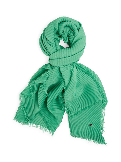 Marc Cain Women's Green Pleated Scarf With Fringes, 8 (N1)
