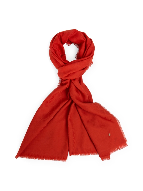 Marc Cain Women's Red New Wool Scarf With Short Fringes, 8 (N1)