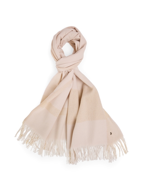Marc Cain Women's White Wool Scarf With Gold Thread And Fringes, 8 (N1)