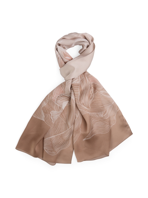 Marc Cain Women's Brown Silk Scarf With Subtle Floral Print, 8 (N1)