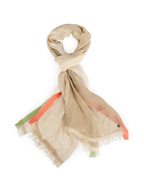 Marc Cain Women's White Checkered Scarf In Linen Blend, 8 (N1)