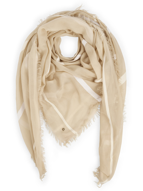 Marc Cain Women's White Cotton Scarf With Fringes, 8 (N1)