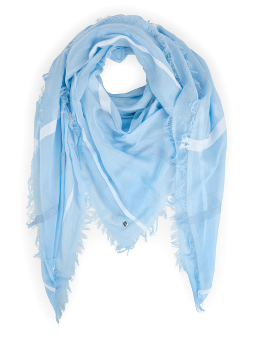 Marc Cain Women's Blue Cotton Scarf With Fringes, 8 (N1)