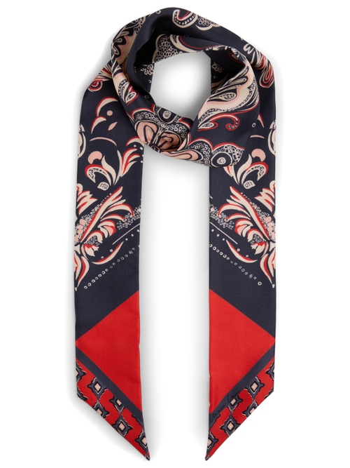 Marc Cain Women's Blue Silk Scarf With Mixed Patterns, 8 (N1)
