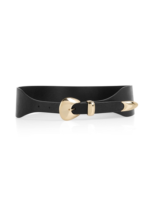 Marc Cain Women's Black Wide Leather Belt, 18 (N6)