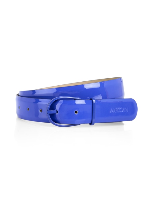 Marc Cain Women's Blue Patent Leather Belt With Logo Embossing, 8 (N1)