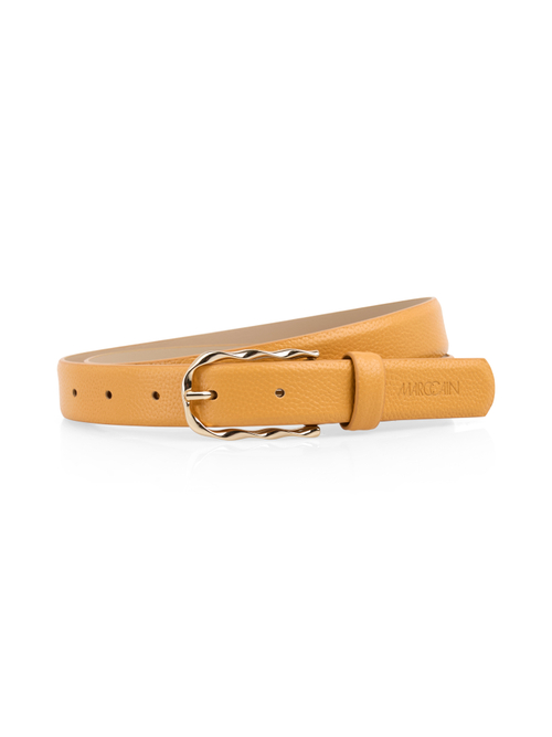 Marc Cain Women's Yellow Narrow Leather Belt With Buckle, 16 (N5)