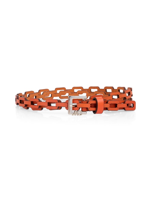 Marc Cain Women's Red Leather Belt In Chain-Link Look, 14 (N4)