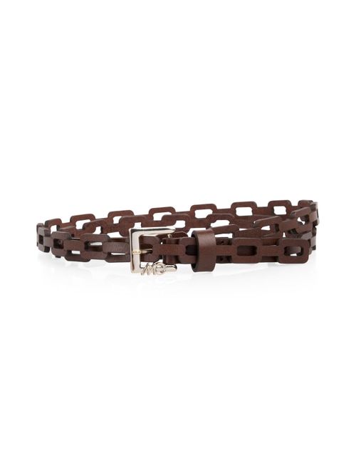 Marc Cain Women's Brown Leather Belt In Chain-Link Look, 14 (N4)