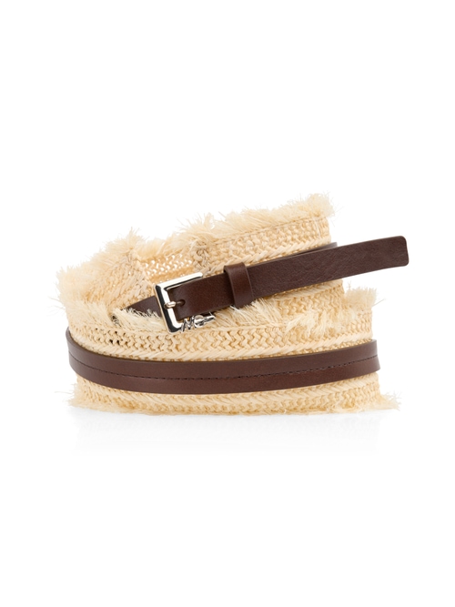 Marc Cain Women's White Unique Waist Belt With Raffia, 12 (N3)
