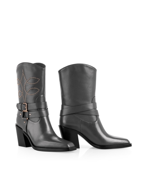 Marc Cain Women's Blue Leather Western Boots, 6 (G4)