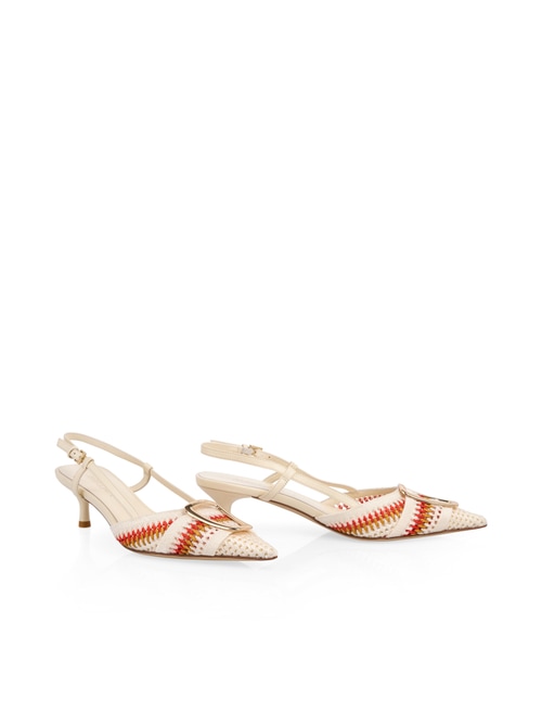 Marc Cain Women's White Slingback Pumps With Knit, 5 (G3)