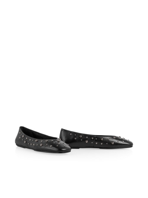 Marc Cain Women's Black Leather Ballerina Flats With Studs, 8 (G6)
