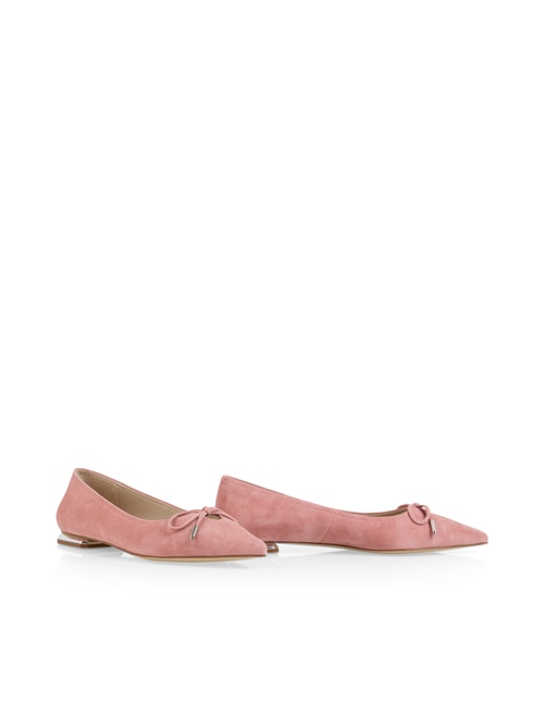 Marc Cain Women's Red Pointed Suede Ballerina Flats With Bow, 4 (G2)