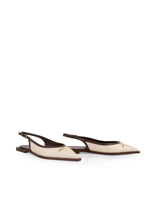 Marc Cain Women's Brown Slingback Raffia Mix Ballerinas, 6 (G4)