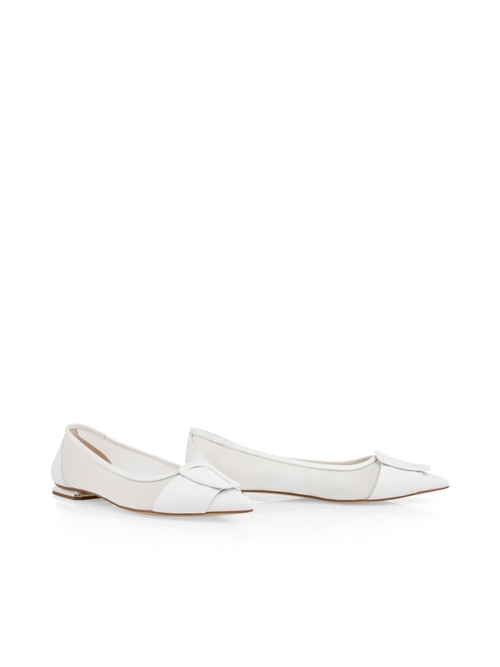 Marc Cain Women's White Pointed Ballerina Flats With Mesh Insert, 4 (G2)