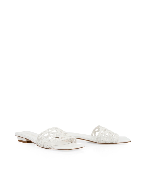 Marc Cain Women's White Flat Sandals With Macramé Straps, 5 (G3)