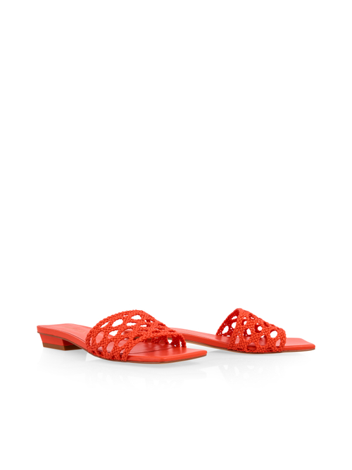 Marc Cain Women's Red Flat Sandals With Macramé Straps, 6 (G4)