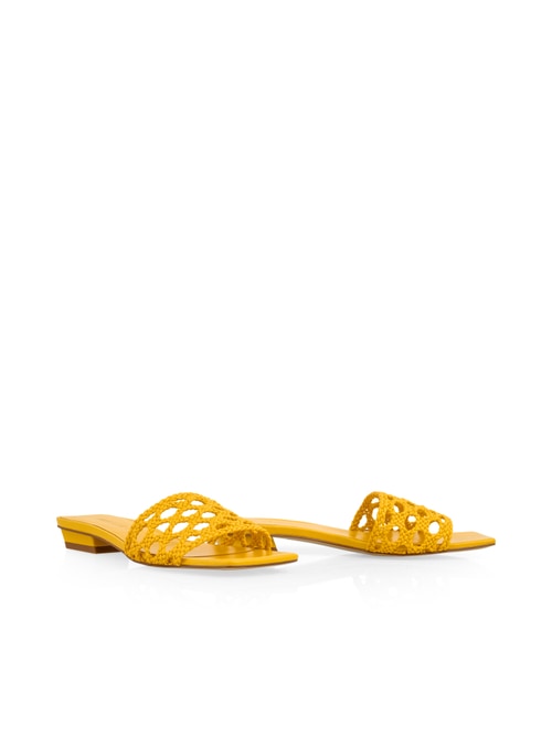 Marc Cain Women's Yellow Flat Sandals With Macramé Straps, 6 (G4)