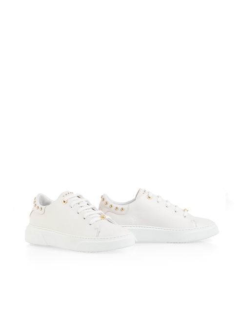 Marc Cain Women's White Leather Trainers With Stud Details, 7 (G5)