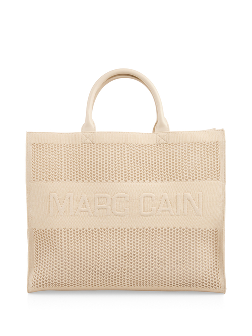 Marc Cain Women's White Melange Knit Shopper With Logo, 8 (N1)