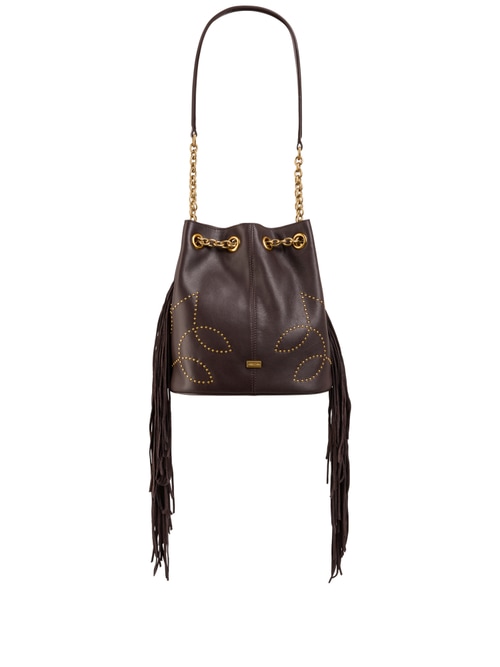 Marc Cain Women's Brown Bucket Bag With Studs And Fringing, 8 (N1)