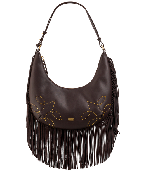 Marc Cain Women's Brown Hobo Bag With Studs And Fringing, 8 (N1)