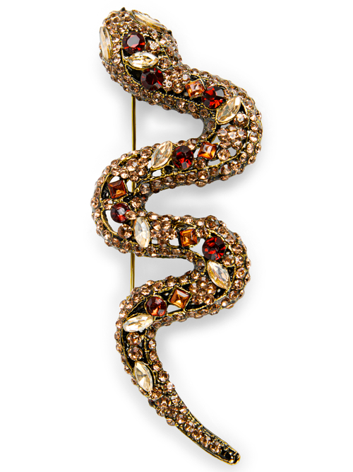 Marc Cain Women's Yellow Snake Brooch With Gemstones, 8 (N1)