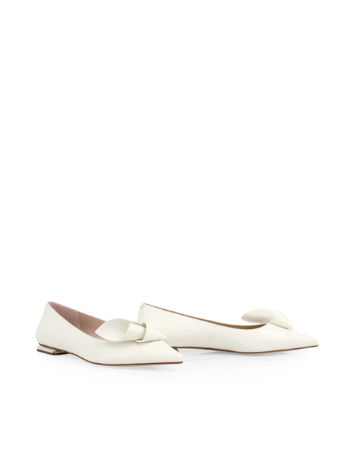 Marc Cain Women's White Leather Flat Ballerinas With Calla Lily, 3 (G1)
