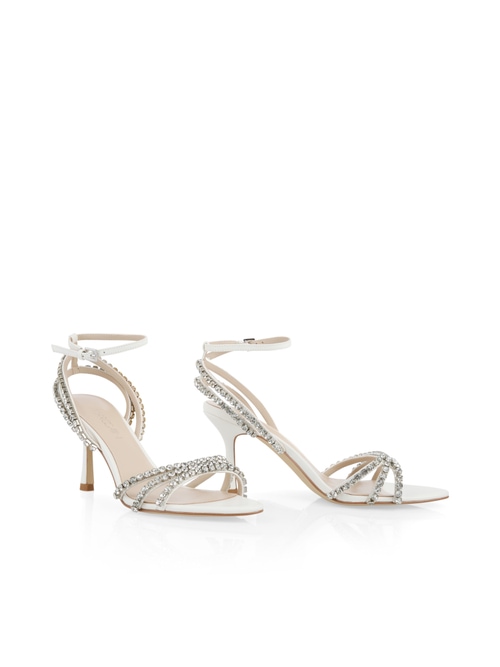 Marc Cain Women's White High-Heel Sandals With Rhinestones, 8 (G6)