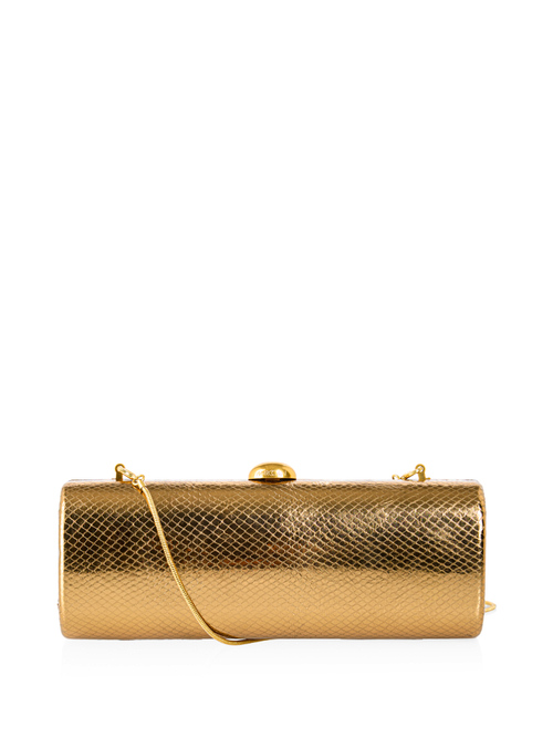 Marc Cain Women's Yellow Leather Clutch In Snake Look, 8 (N1)