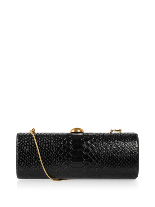 Marc Cain Women's Black Leather Clutch In Snake Look, 8 (N1)