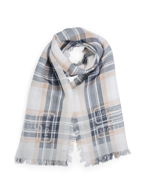 Marc Cain Women's Blue Cotton And Linen Blend Scarf, 8 (N1)
