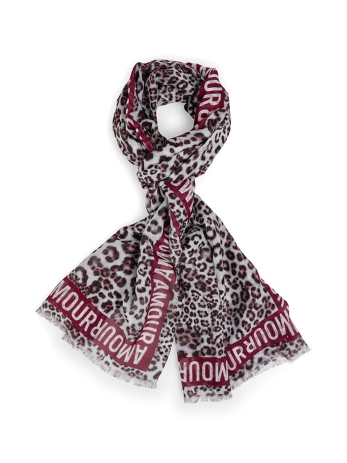 Marc Cain Women's Red Scarf With Leopard Print, 8 (N1)